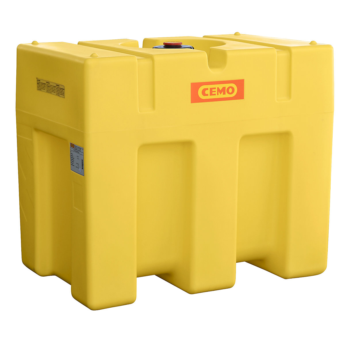 Fusto per acqua in PE – CEMO, a forma scatolare, giallo, capacità 600 l-3
