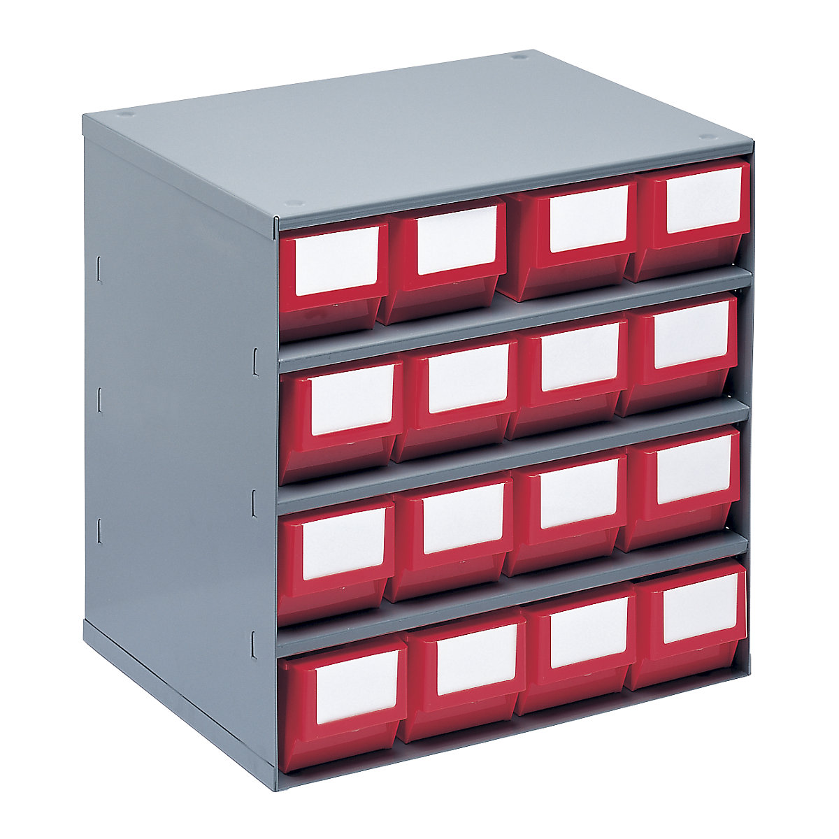 Cassettiera magazzino, portata corpo 75 kg, alt. x largh. x prof. 395 x 376 x 300 mm, 16 cassetti, cassetti rossi-2