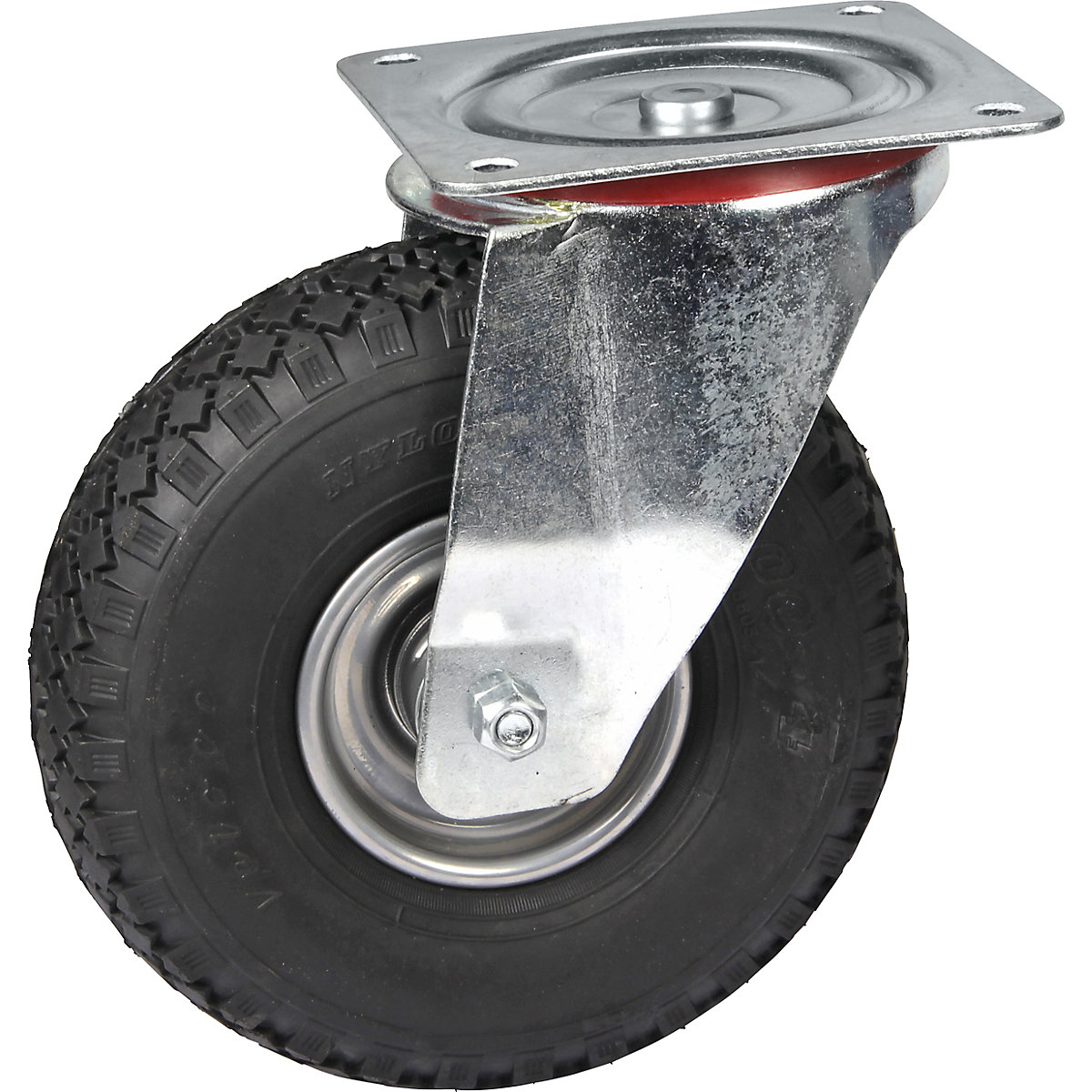 Pneumatic tyre on sheet steel rim, wheel Ø x width 260 x 85 mm, tyre profil block, swivel castor, with ball bearings-5
