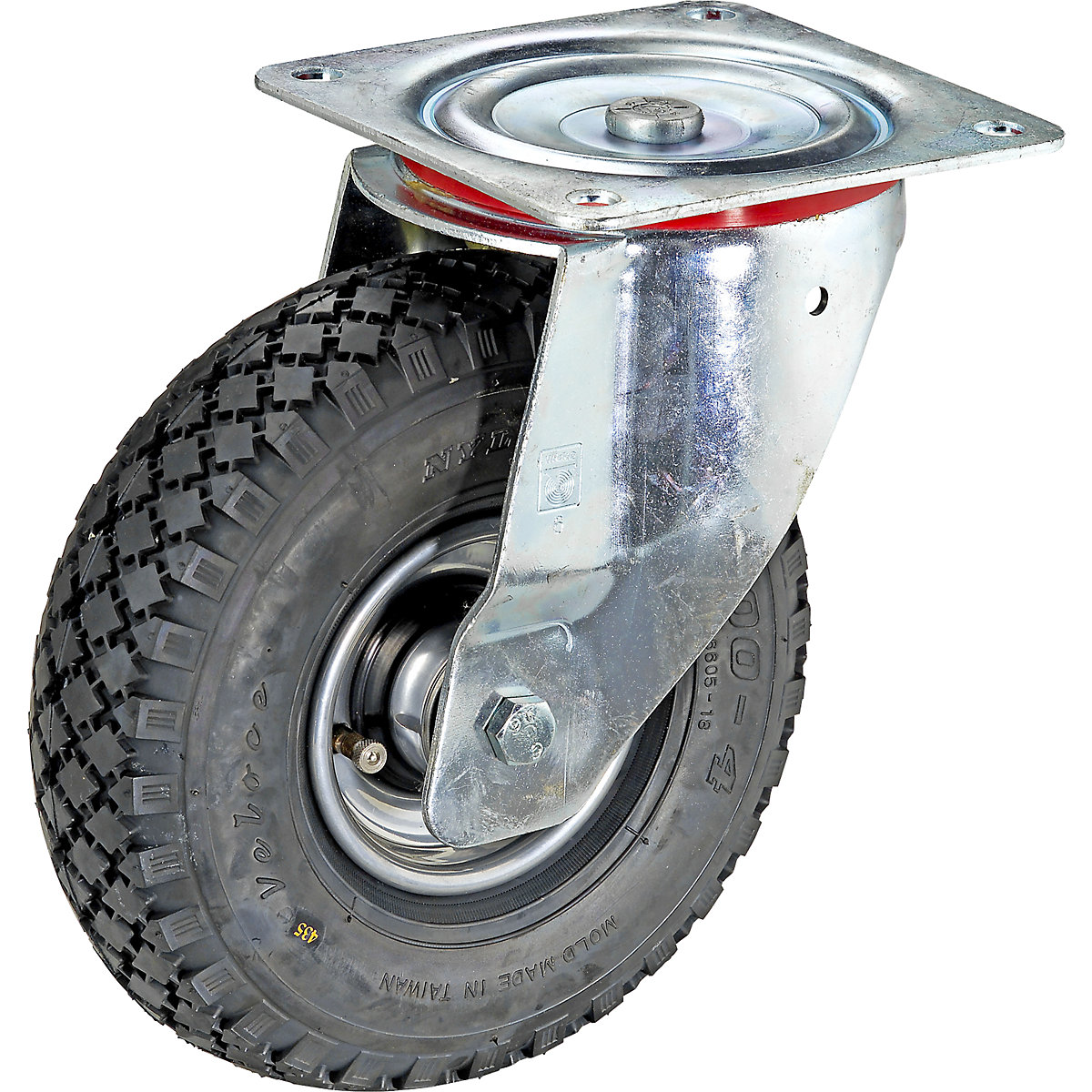 Pneumatic tyre on sheet steel rim, wheel Ø x width 260 x 85 mm, tyre profil block, swivel castor, with roller bearings-4