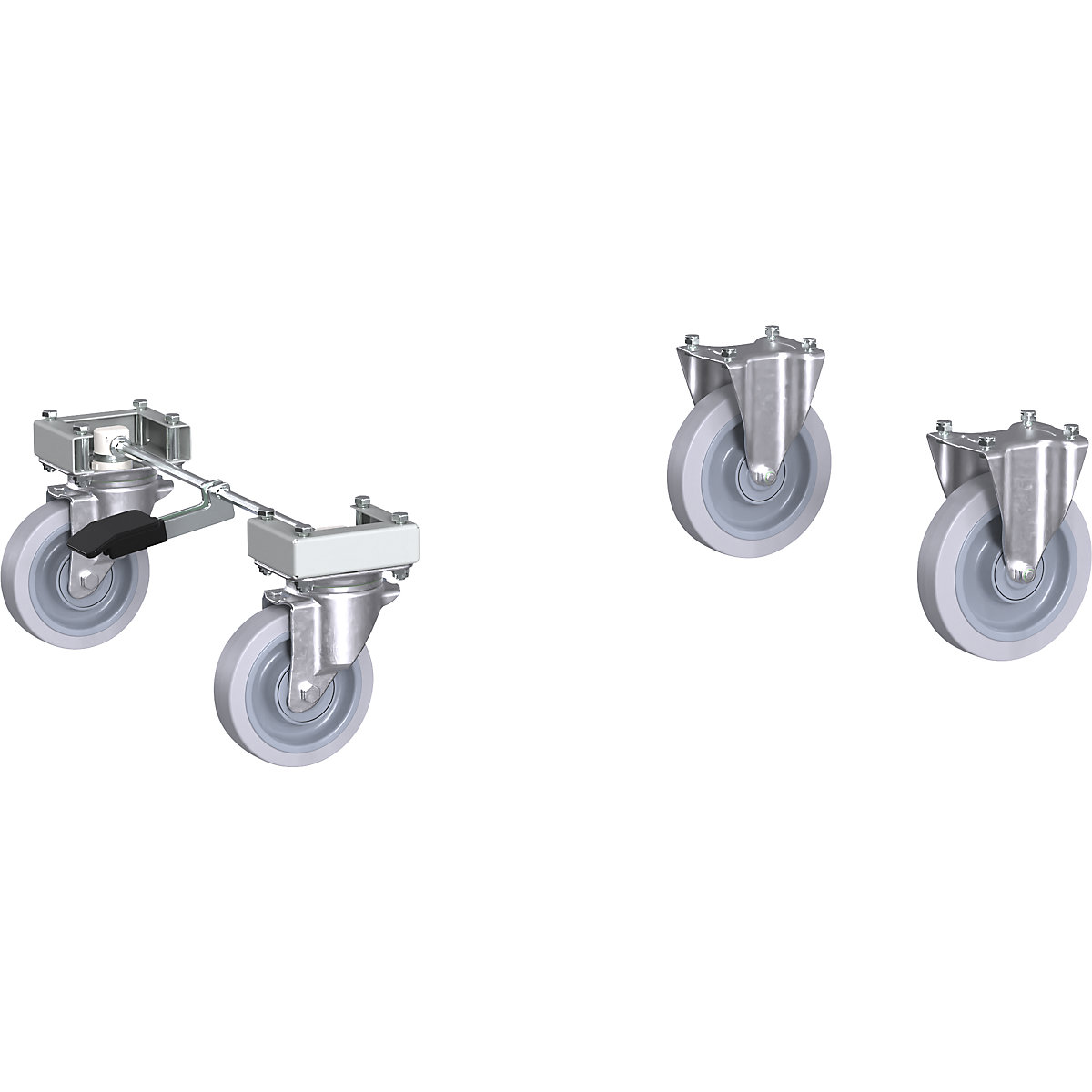 Centre stop castor set