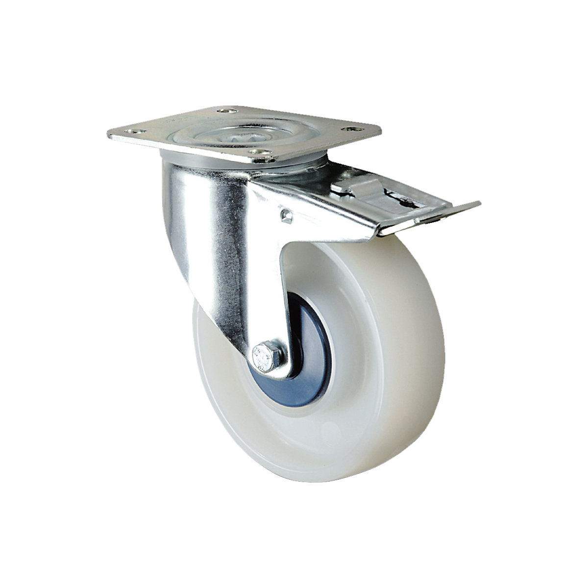 Nylon wheel, white – TENTE, wheel Ø x width 100 x 36 mm, swivel castor with double stop-3