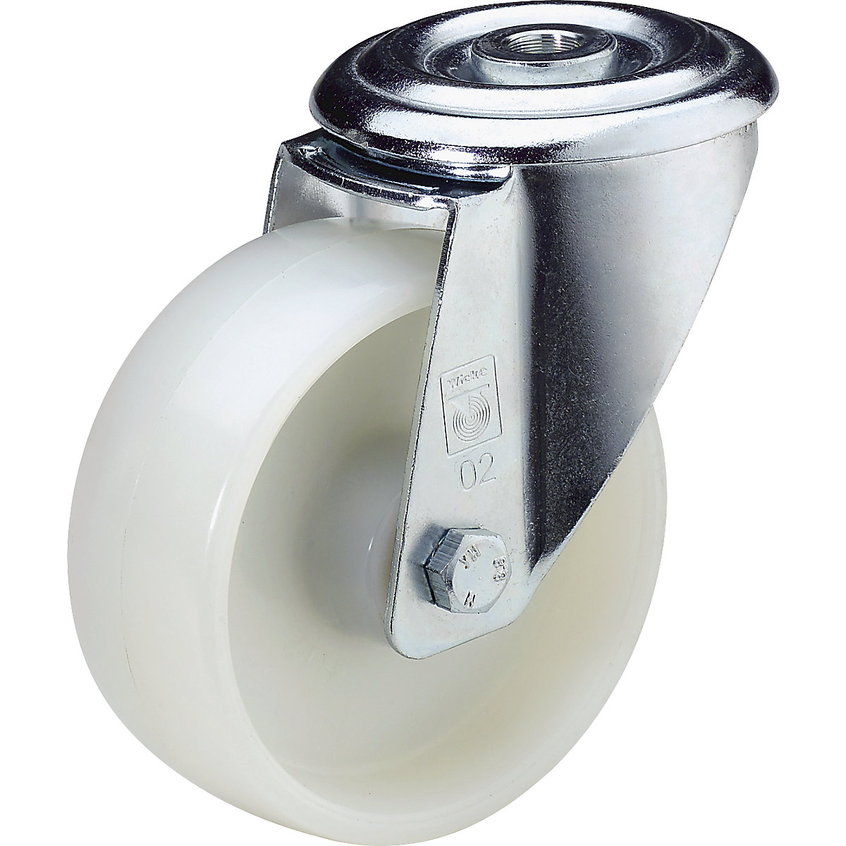 Nylon wheel with bolt hole – Wicke, wheel Ø x width 80 x 35 mm, swivel castor-3
