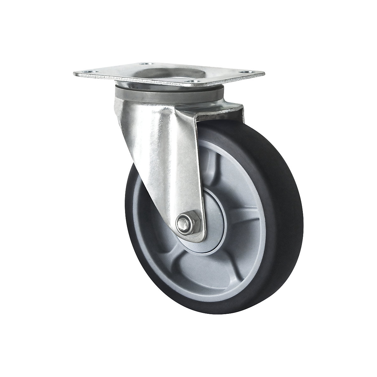 EUROKRAFTbasic – TPE tyres on PP rim, 2+ items, wheel Ø x width 160 x 40 mm, swivel castor