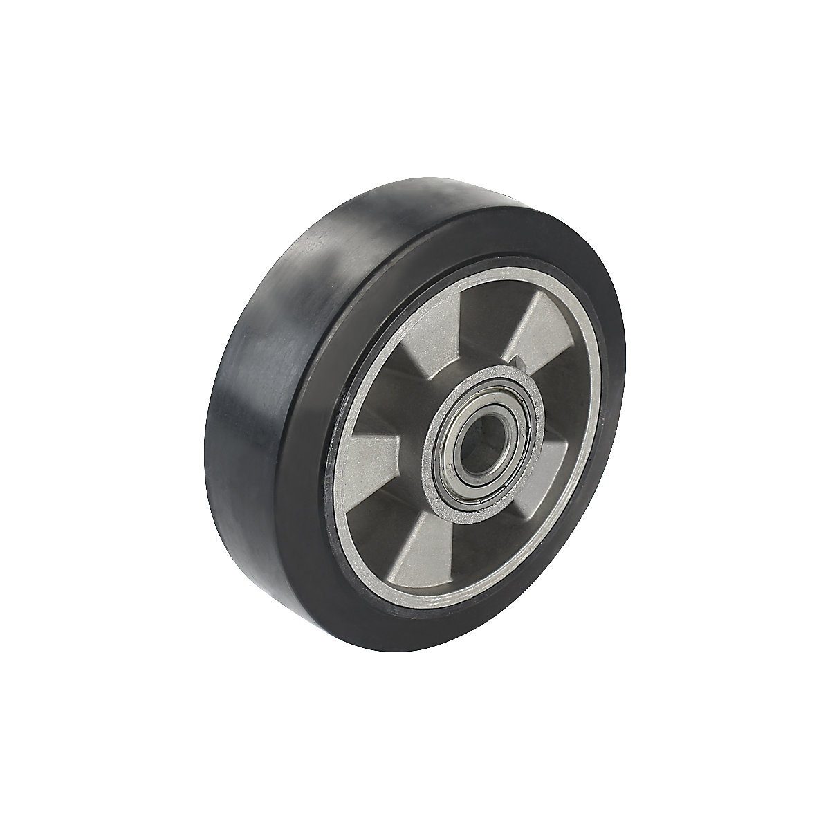 Elastic solid rubber tyre, black – Proroll, precision ball bearings, wheel Ø x width 160 x 50 mm-2