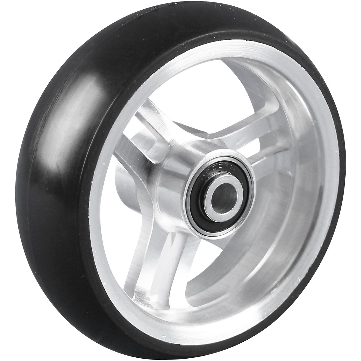 Spoke wheel with solid rubber tyres