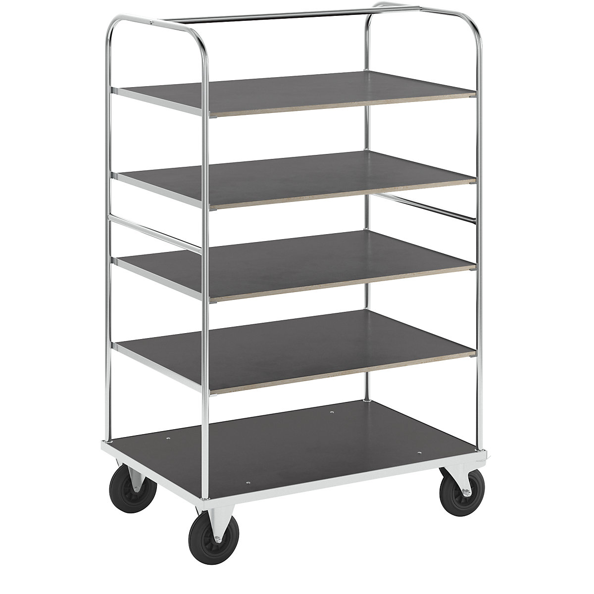 Chariot multi-usages à tablettes KM338 – Kongamek, L x l x h 1200 x 800 x 1800 mm, galvanisé, 2 roulettes pivotantes avec frein, 2 fixes-2