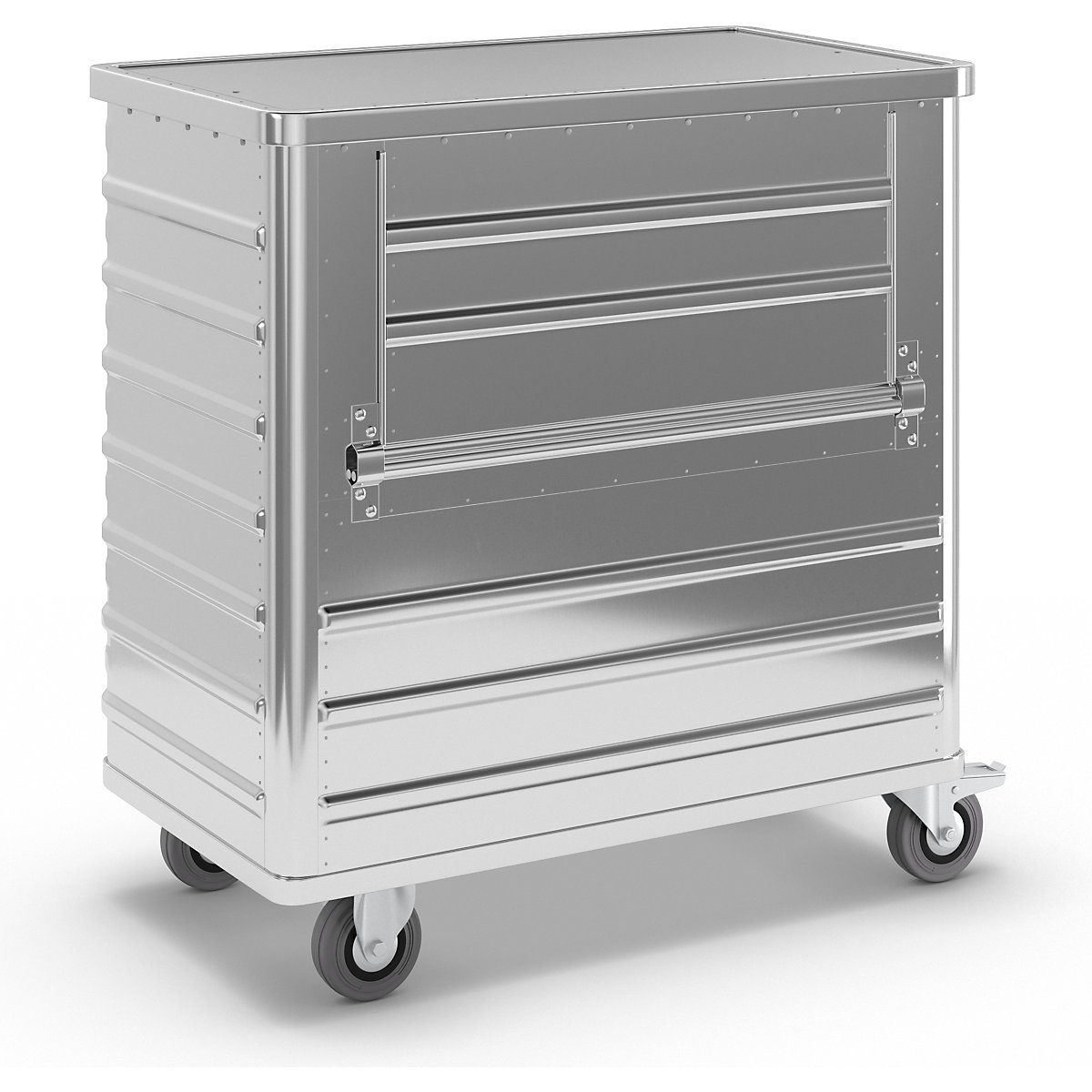 Chariot-caisse en aluminium à panneau latéral rabattable - Gmöhling