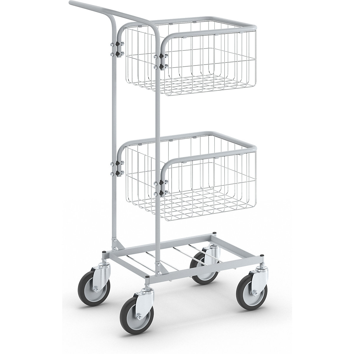 Chariot de bureau KOMPAKT – eurokraft pro, coloris châssis: gris argent, 4 roulettes pivotantes, Ø 125 mm-1