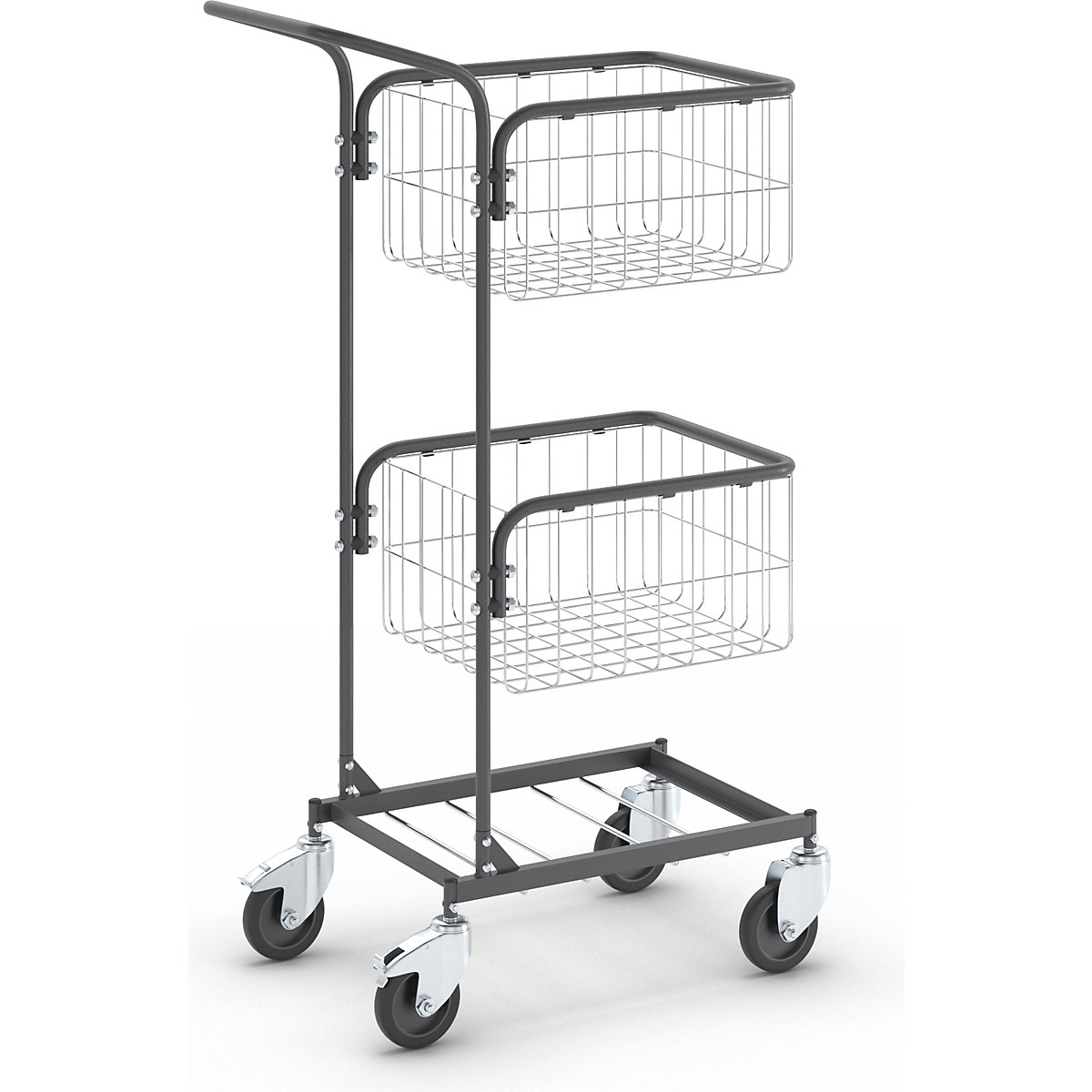 Chariot de bureau KOMPAKT – eurokraft pro, coloris châssis: noir profond, 4 roulettes pivotantes, dont 2 avec blocage double, Ø 100 mm-12