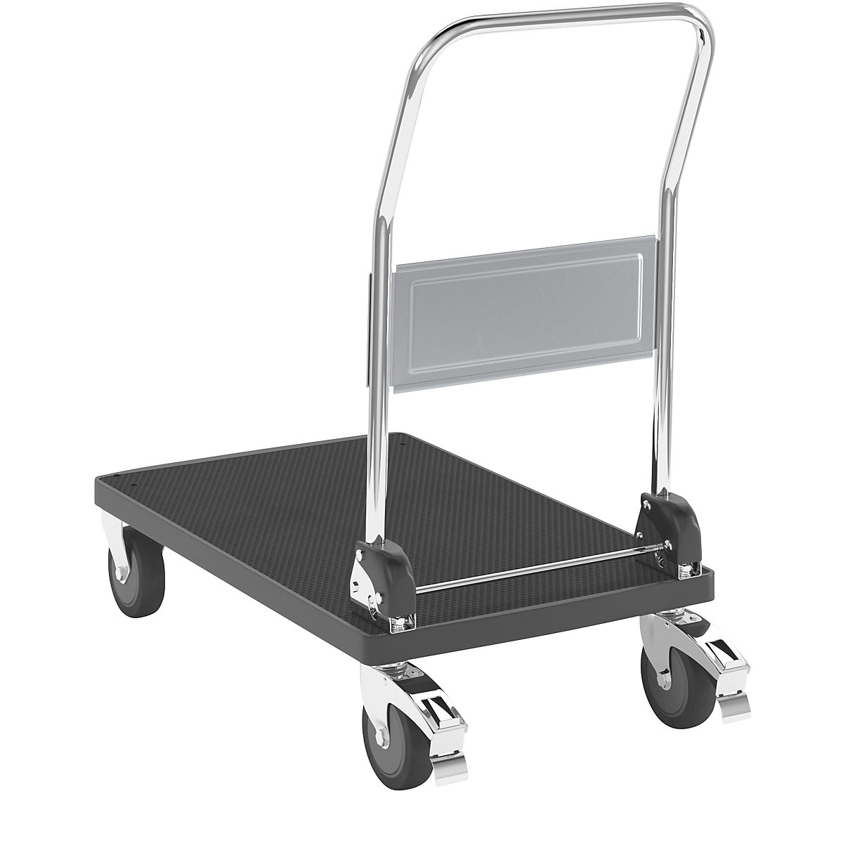 Chariot plate-forme en plastique, 1 barre de poussée pliable, force 230 kg-11