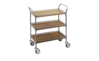 Chariot de service en inox / imitation bois