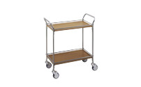Chariot de service en inox / imitation bois