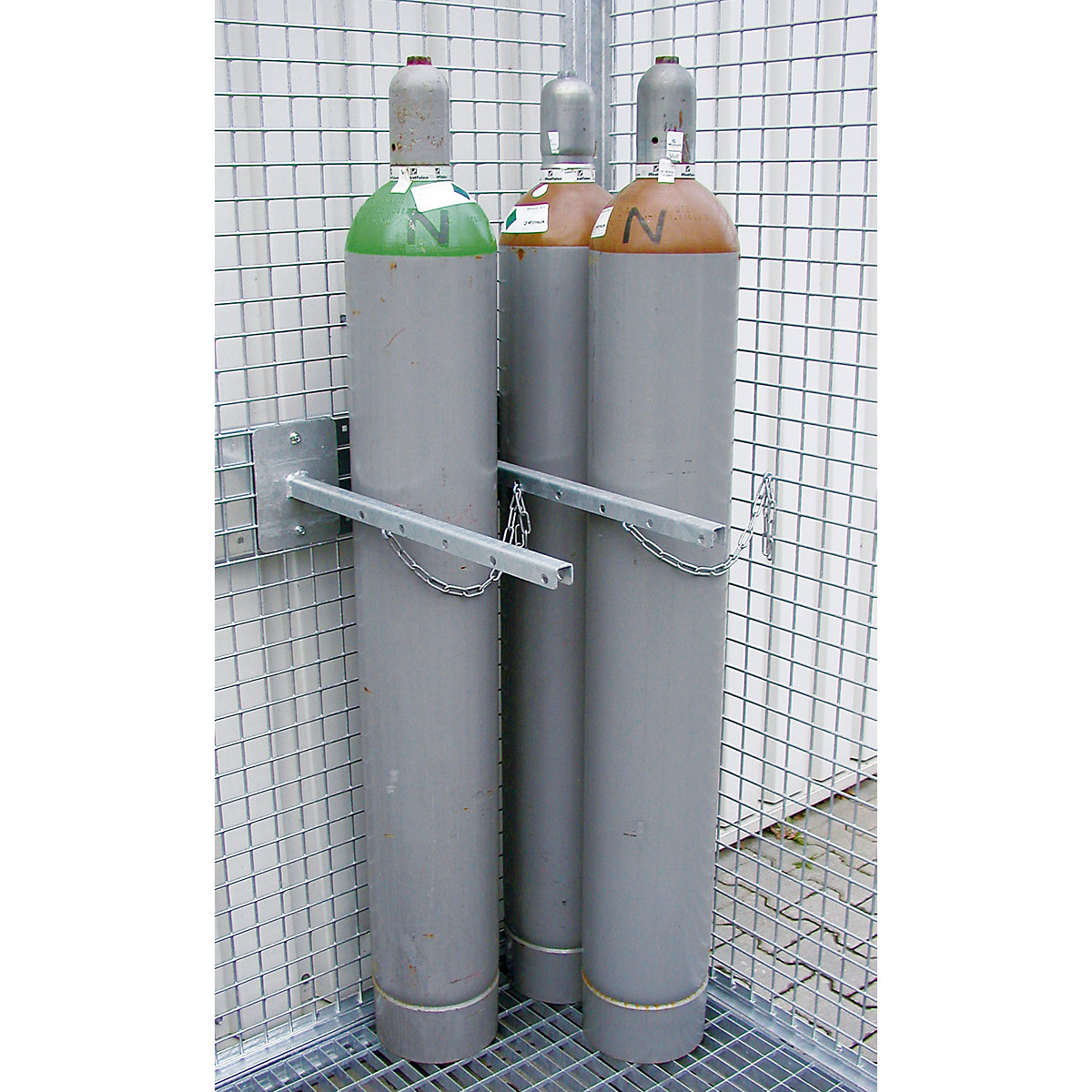 Support Mural Pour Bouteille De Gaz - 1 Place, Diamètre Max 230 Mm, Acier Galvanisé Avec Chaîne