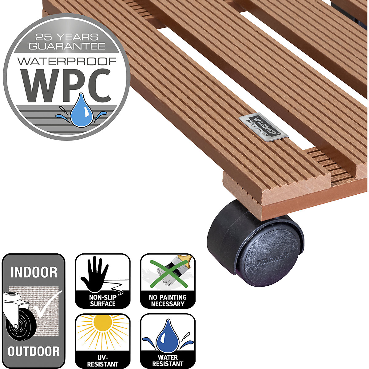 Plateau roulant pour plantes en bois composite – Wagner (Illustration du produit 6)-5