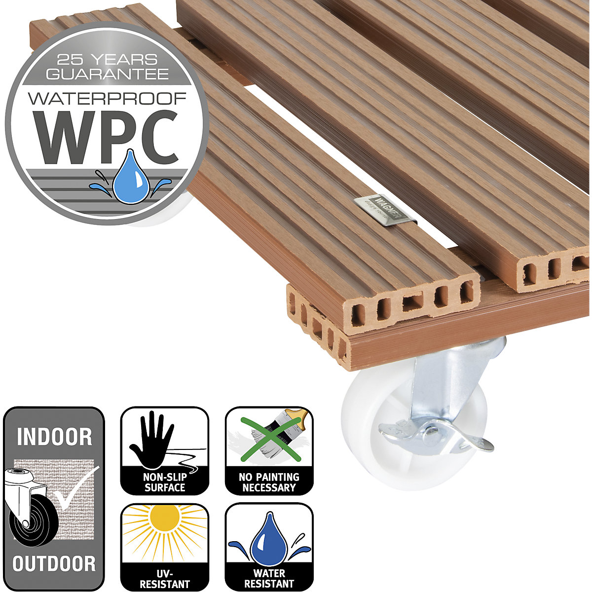 Plateau roulant pour plantes en bois composite – Wagner (Illustration du produit 3)-2