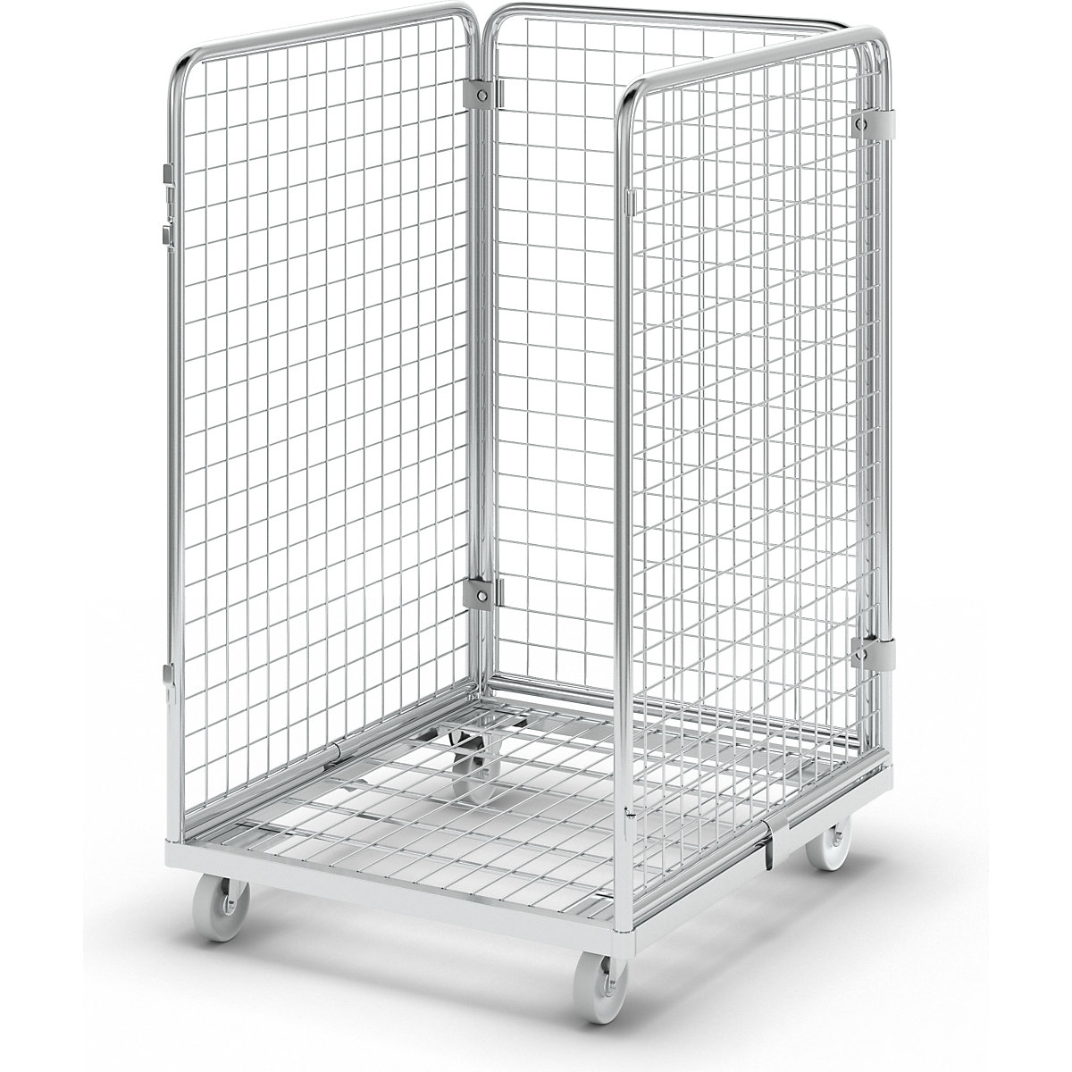 Roll-conteneur grillagé avec socle roulant en acier