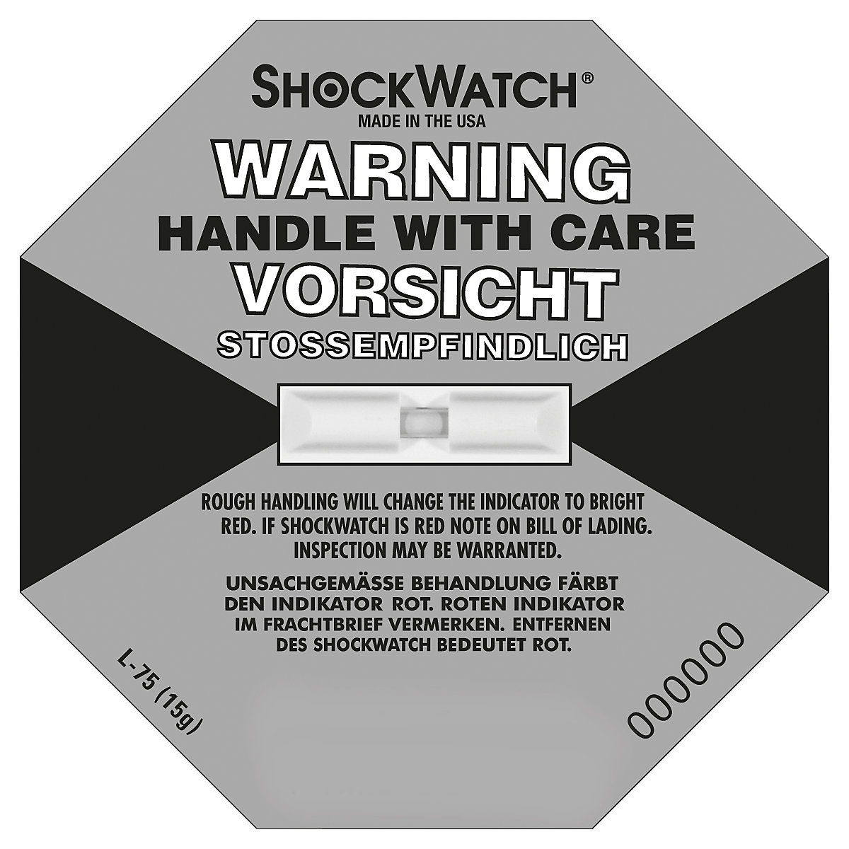 Indicatore di precisione Shockwatch®, incl. cartellino, conf. da 10 pz., 17 g / 50 ms, grigio, a partire da 5 conf.-5