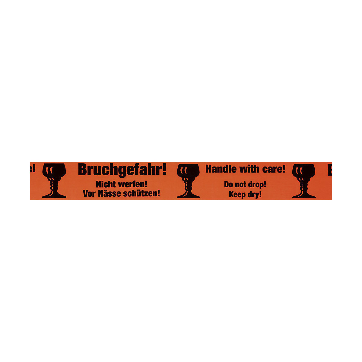 Nastro adesivo di segnalazione, stampa ''Bruchgefahr!/Handle with care!'', conf. da 3 pz., larghezza nastro 50 mm, a partire da 10 conf.-1