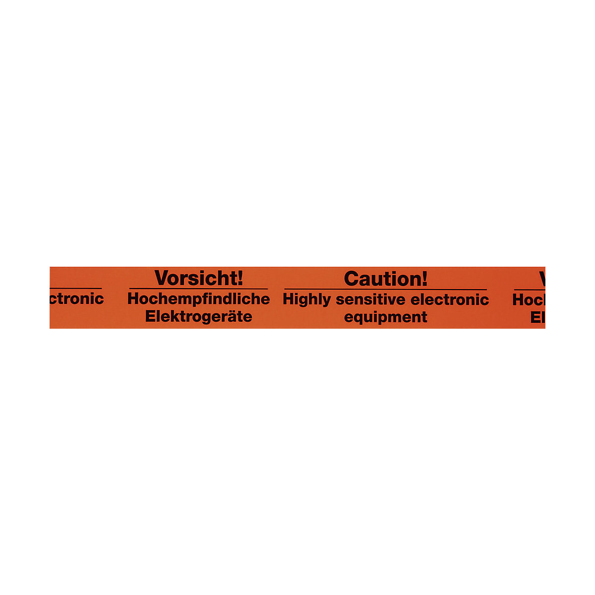 Nastro adesivo segnaletico in PVC, stampa ''Caution! Highly sensitive electronic equipment'', conf. da 3 pz., larghezza nastro 50 mm, a partire da 2 conf.-1