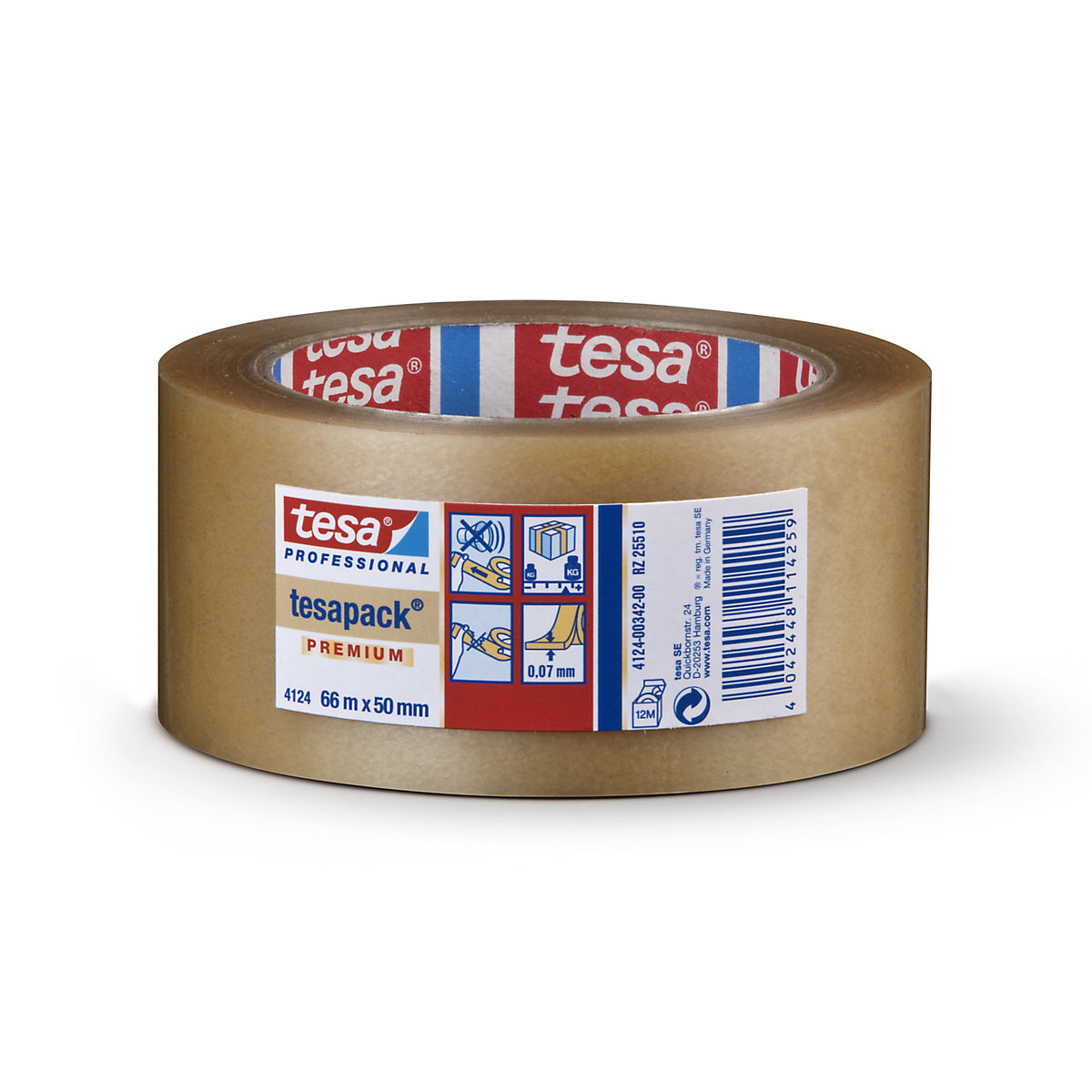 Cinta de embalaje de PVC – tesa, tesapack® 4124 Premium, UE 36 rollos, transparente, anchura de cinta 50 mm-1