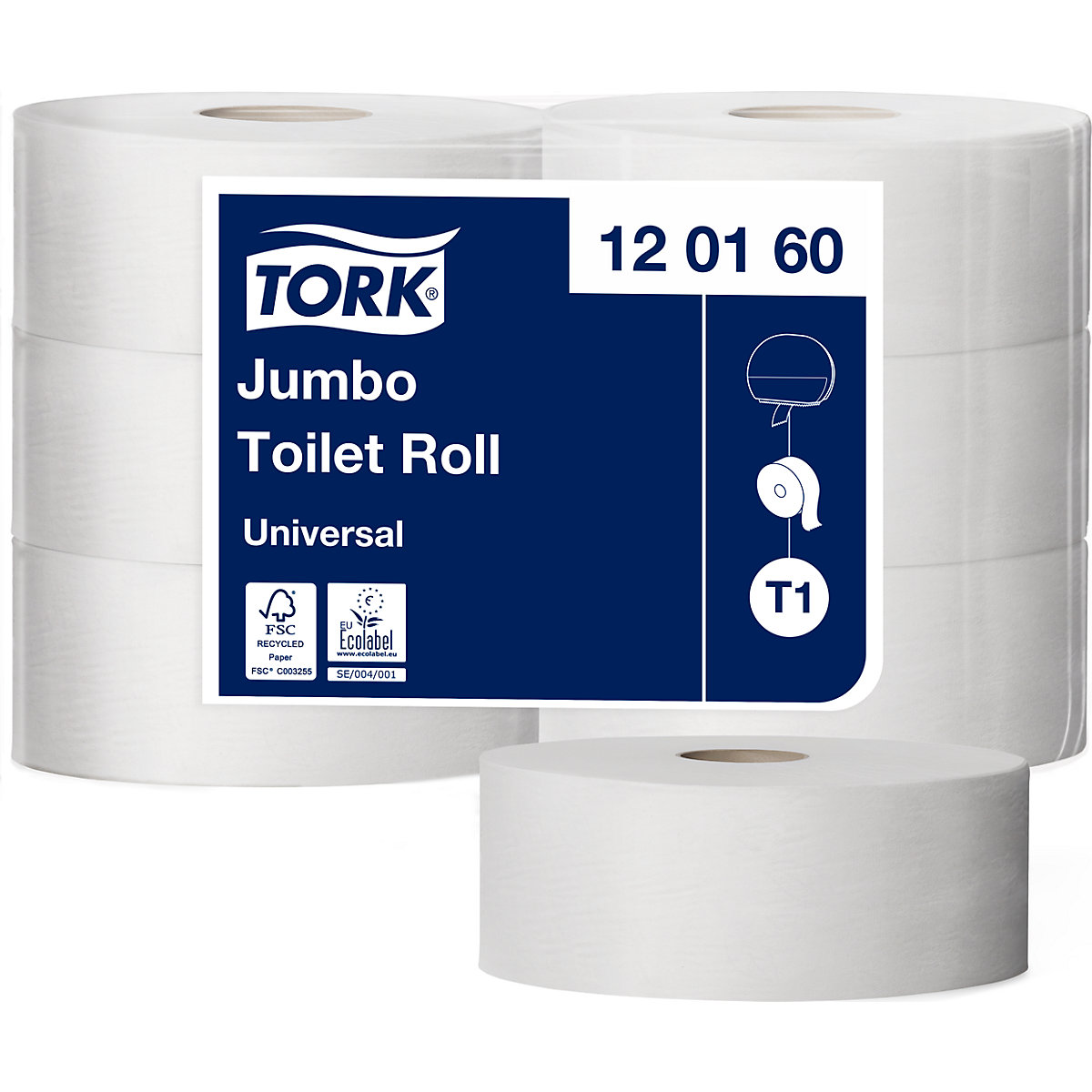TORK JUMBO toilet paper, industrial roll standard tissue, 1ply