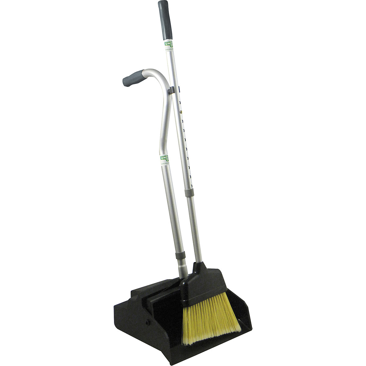 Unger – Dustpan with broom, telescopic handle, extendable 920 – 1170 mm, silver / black, 2+ items