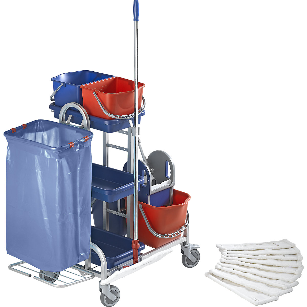 Stainless steel cleaning trolley set - eurokraft pro