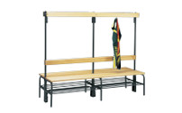 Cloakroom bench with hook strips