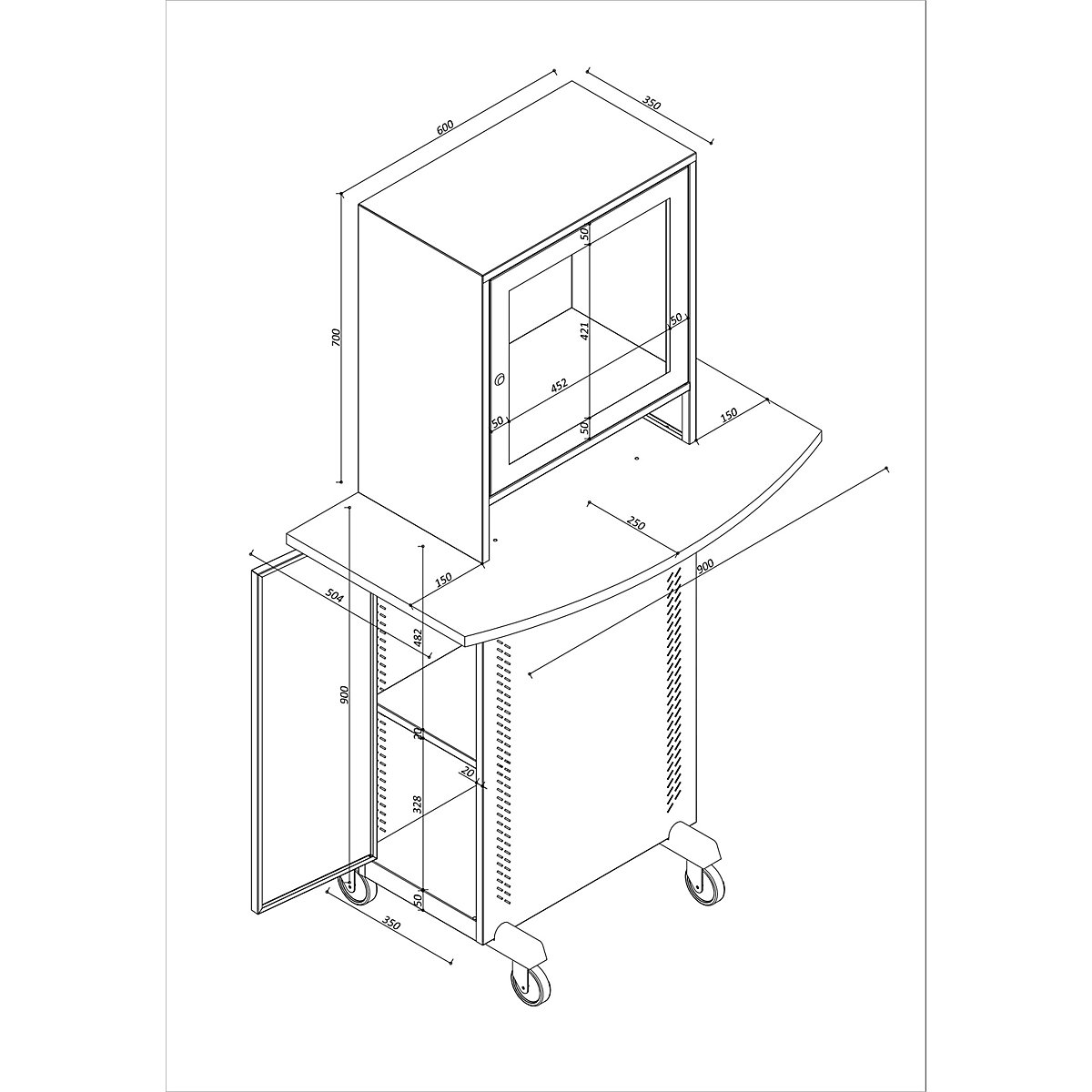 Computer cupboard – eurokraft basic (Product illustration 20)-19