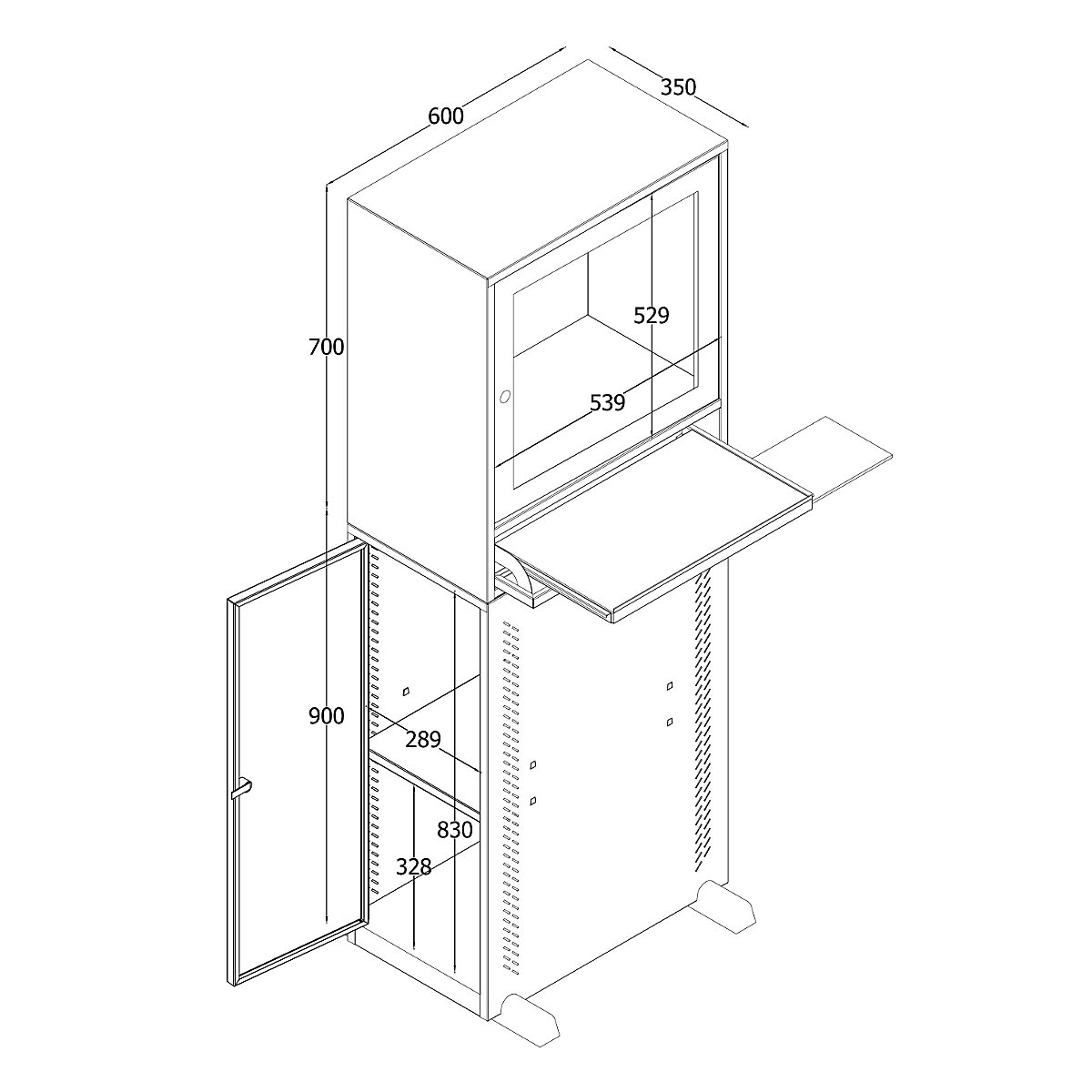 Computer cupboard – eurokraft basic (Product illustration 3)