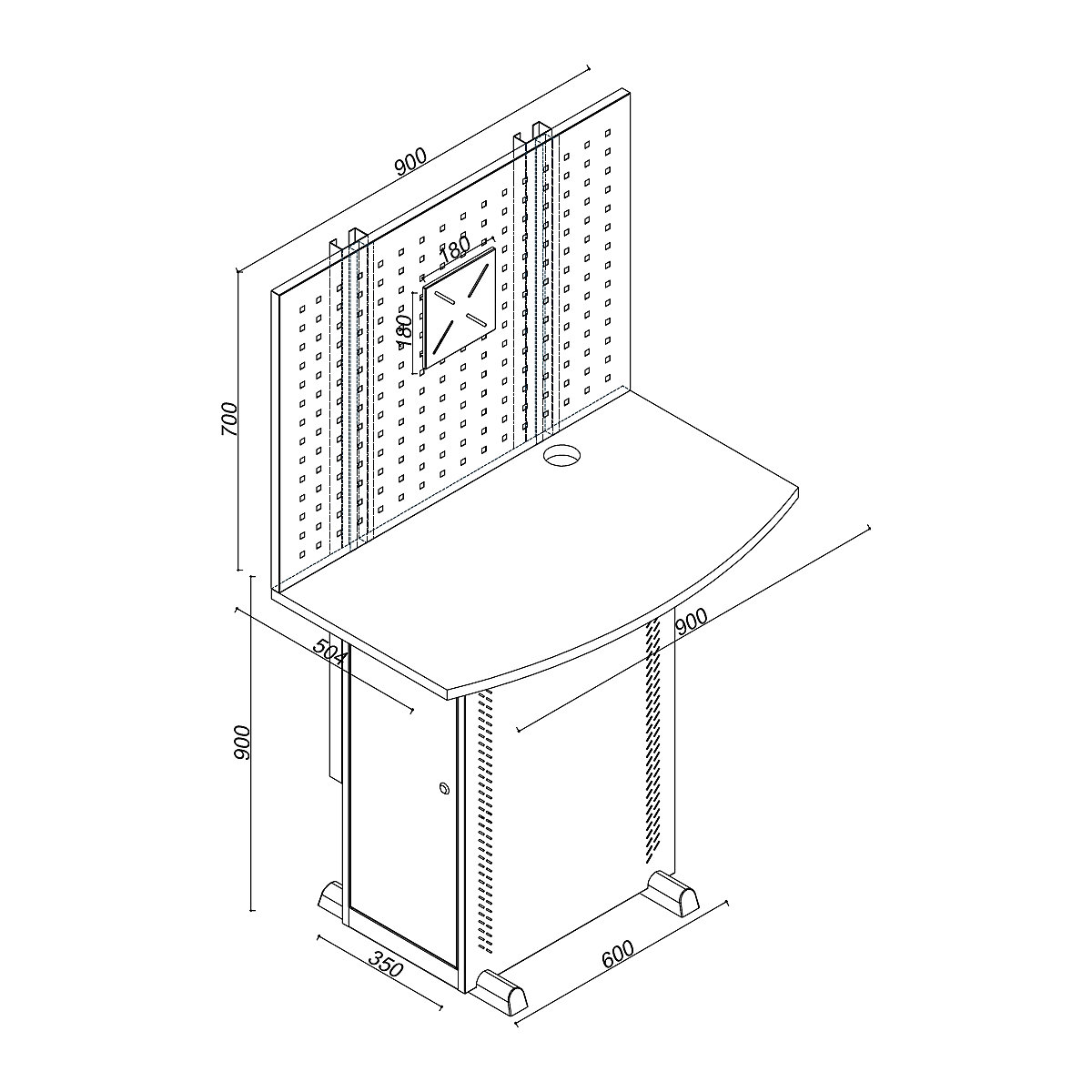 Computer cupboard – eurokraft basic (Product illustration 2)-1