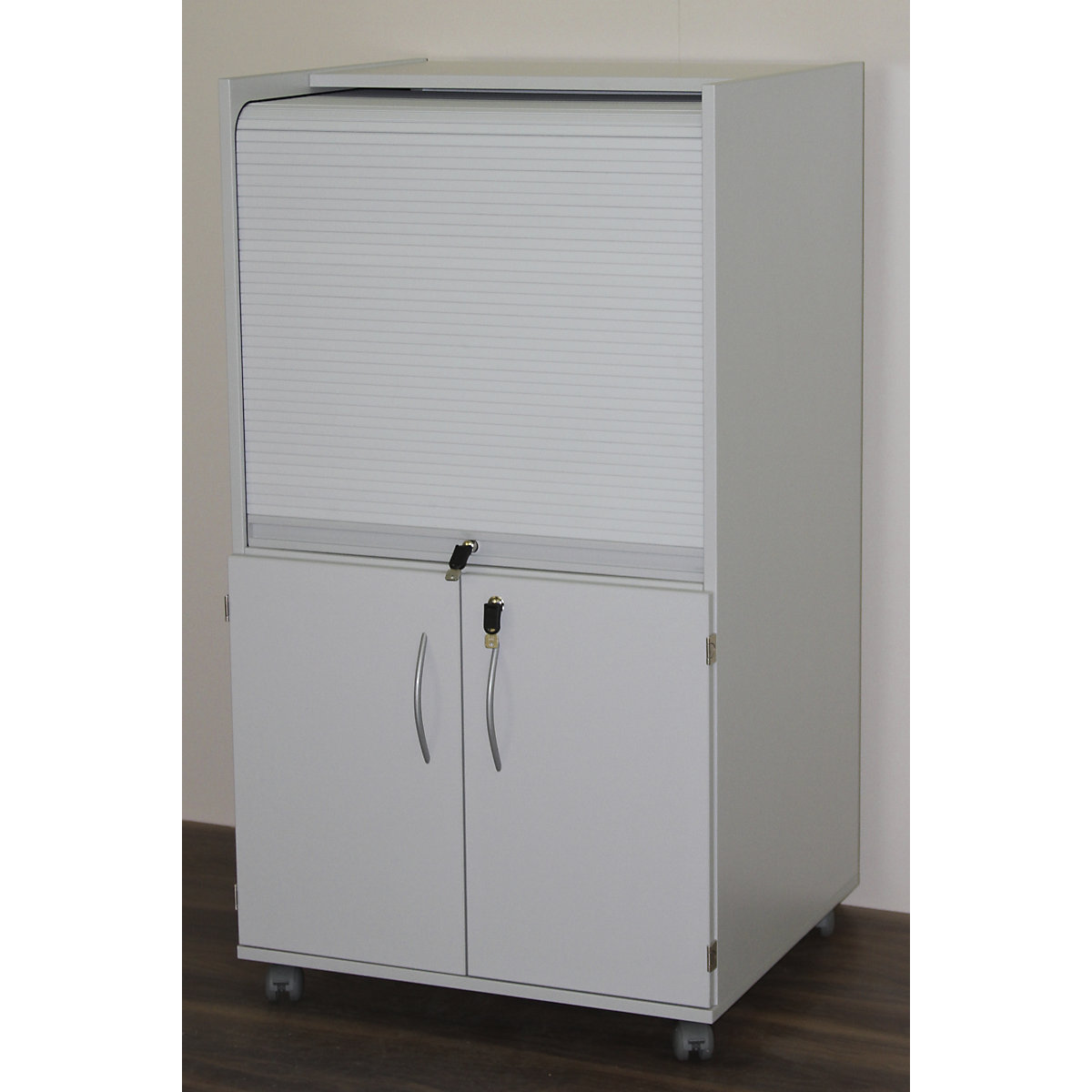 Computer cupboard with plastic roller shutter, mobile – eurokraft pro (Product illustration 3)-2