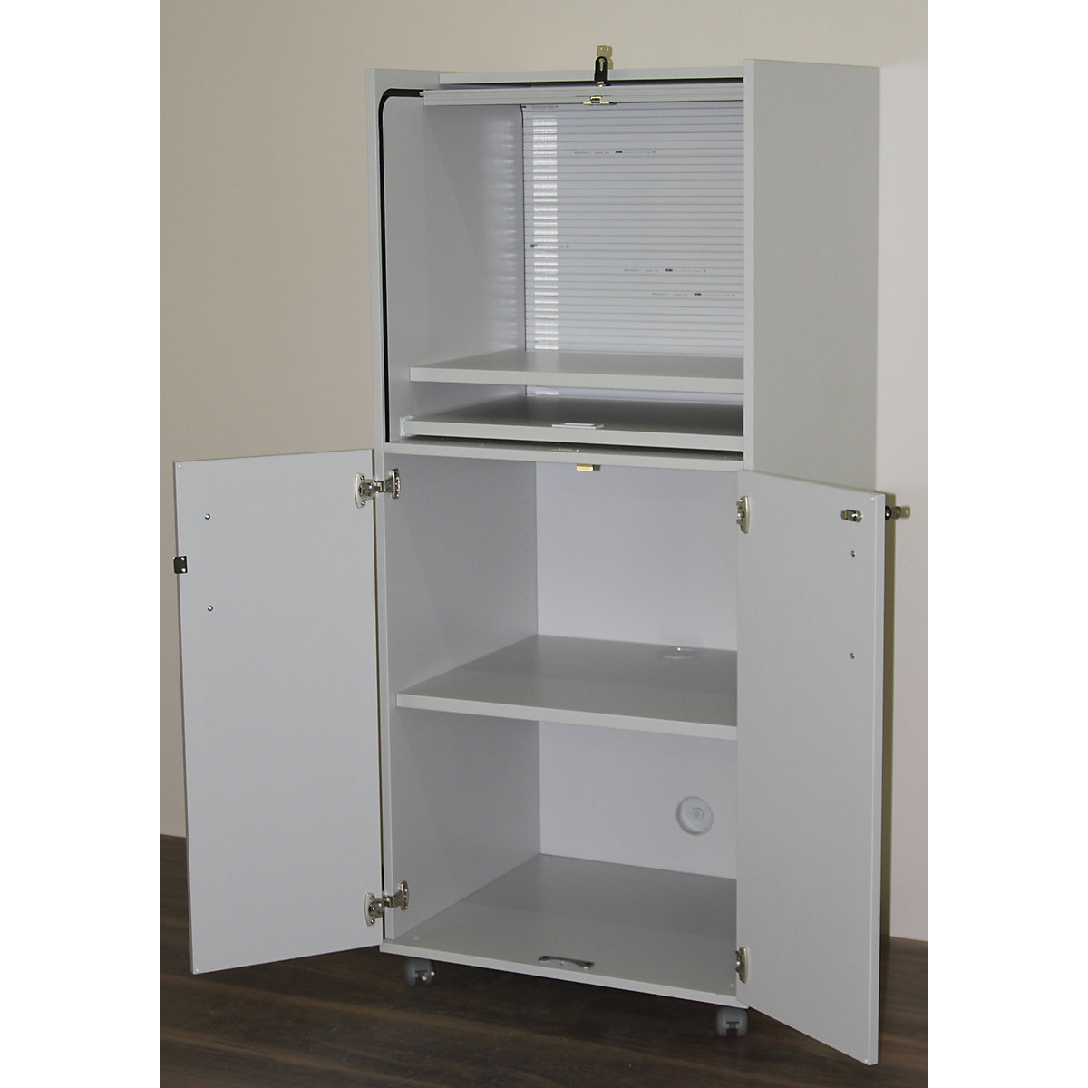 Computer cupboard with plastic roller shutter, mobile – eurokraft pro (Product illustration 11)-10