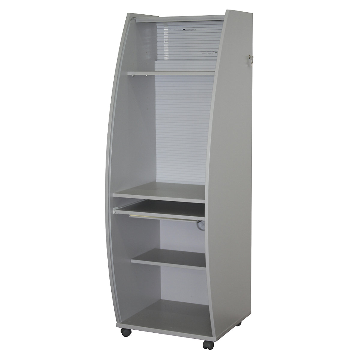 Computer cupboard with plastic roller shutter, mobile - eurokraft pro