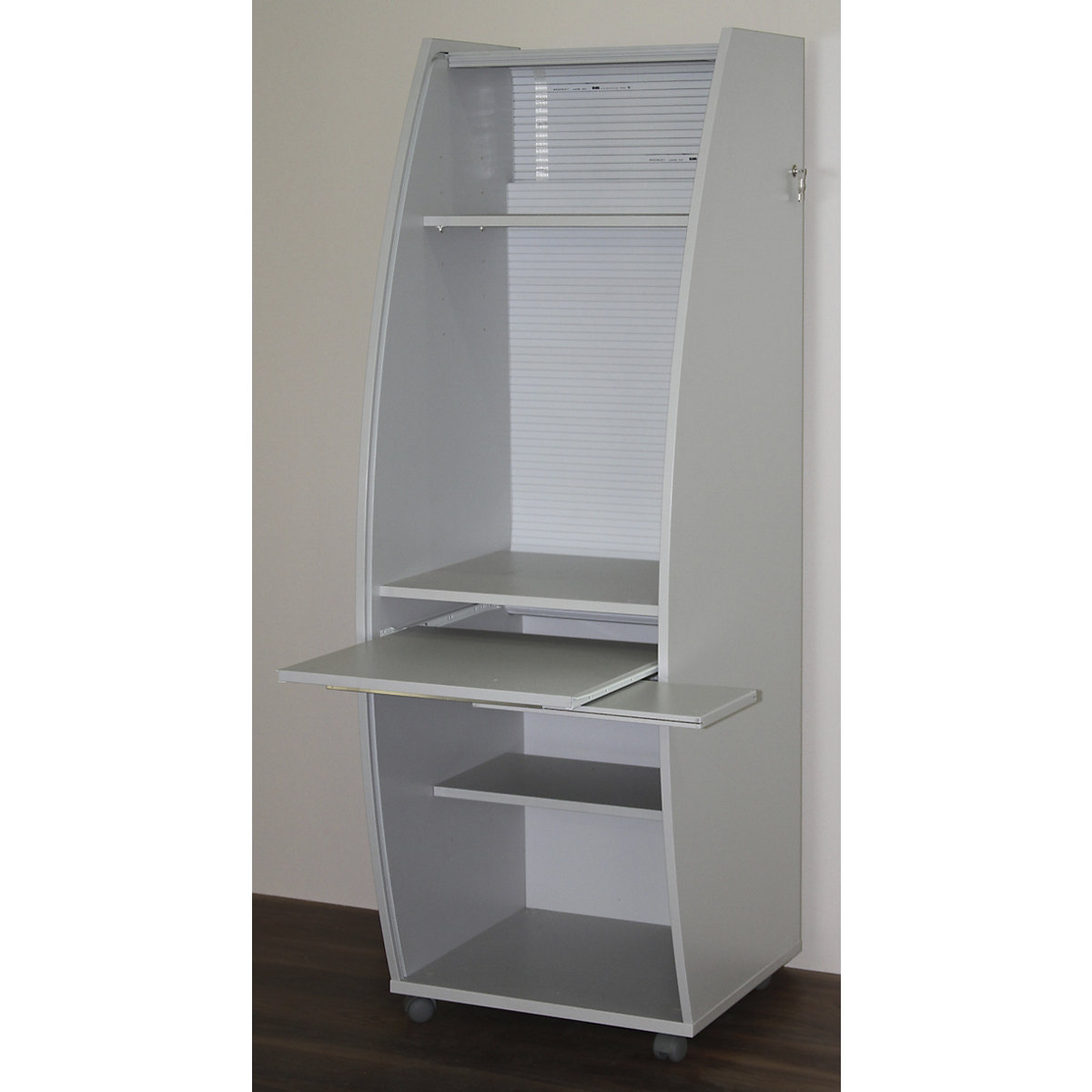 Computer cupboard with plastic roller shutter, mobile – eurokraft pro (Product illustration 9)-8