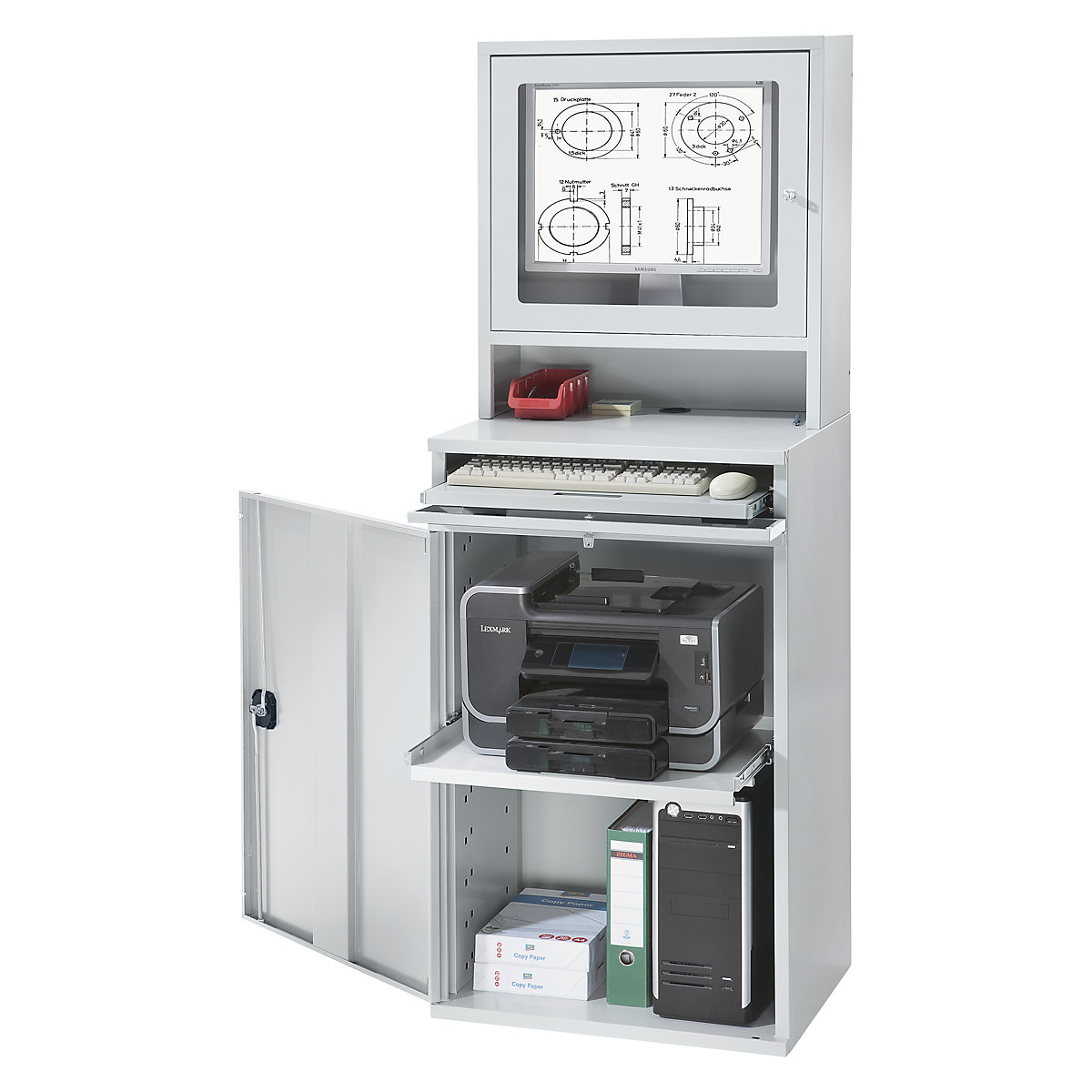 Computer workstation, sheet steel – eurokraft pro (Product illustration 7)-6