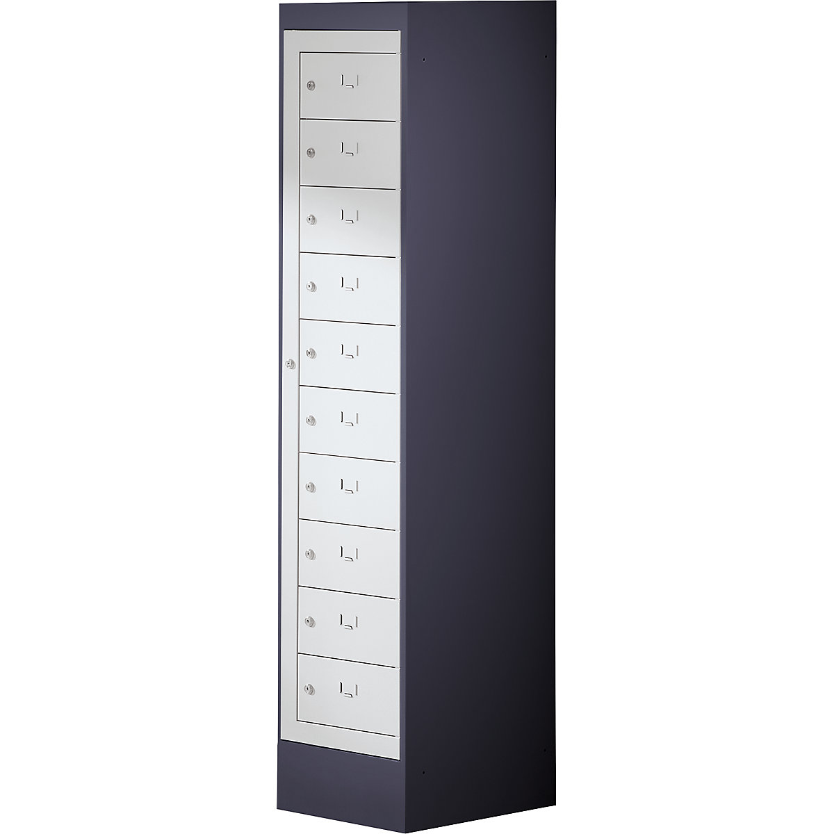 Laptop cupboard, 10 compartments, HxW 1900 x 400 mm, black grey / light grey-5