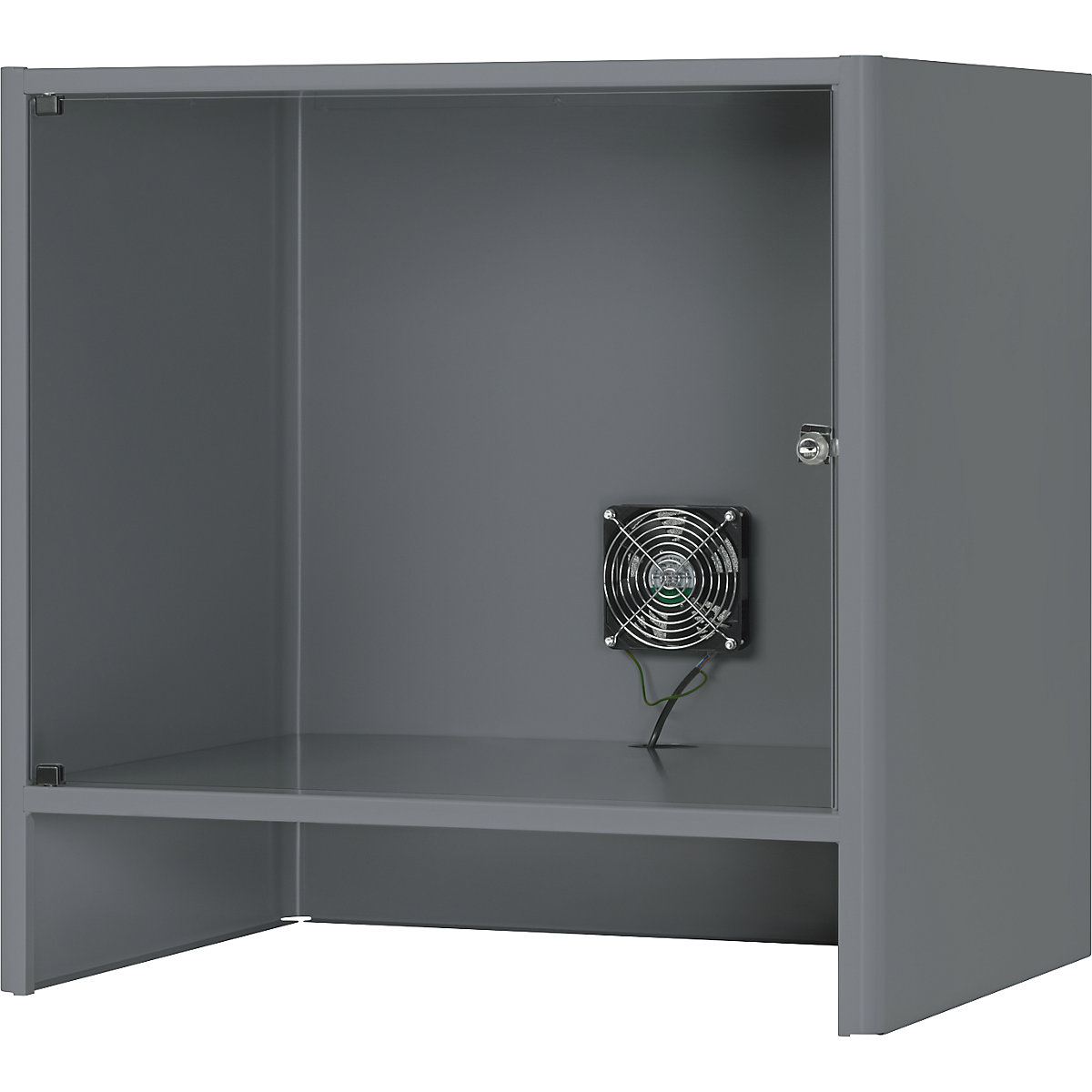RAU – Monitor housing with integrated ventilation fan, HxWxD 710 x 720 x 550 mm, metallic charcoal