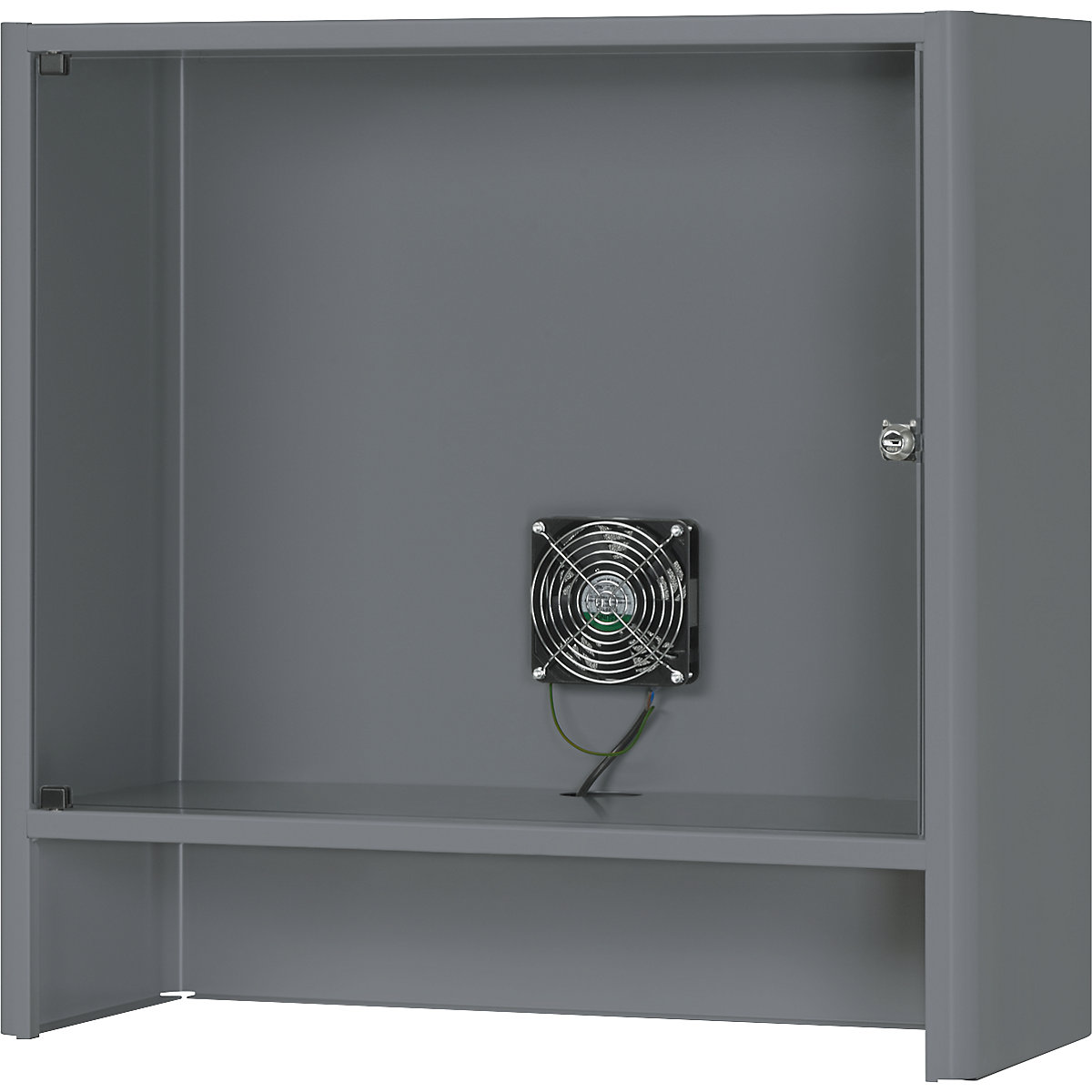 RAU – Monitor housing with integrated ventilation fan, HxWxD 710 x 720 x 300 mm, metallic charcoal