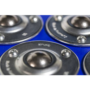 Ball unit with recessed sheet steel housing