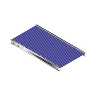 Small roller conveyor, aluminium frame with plastic rollers