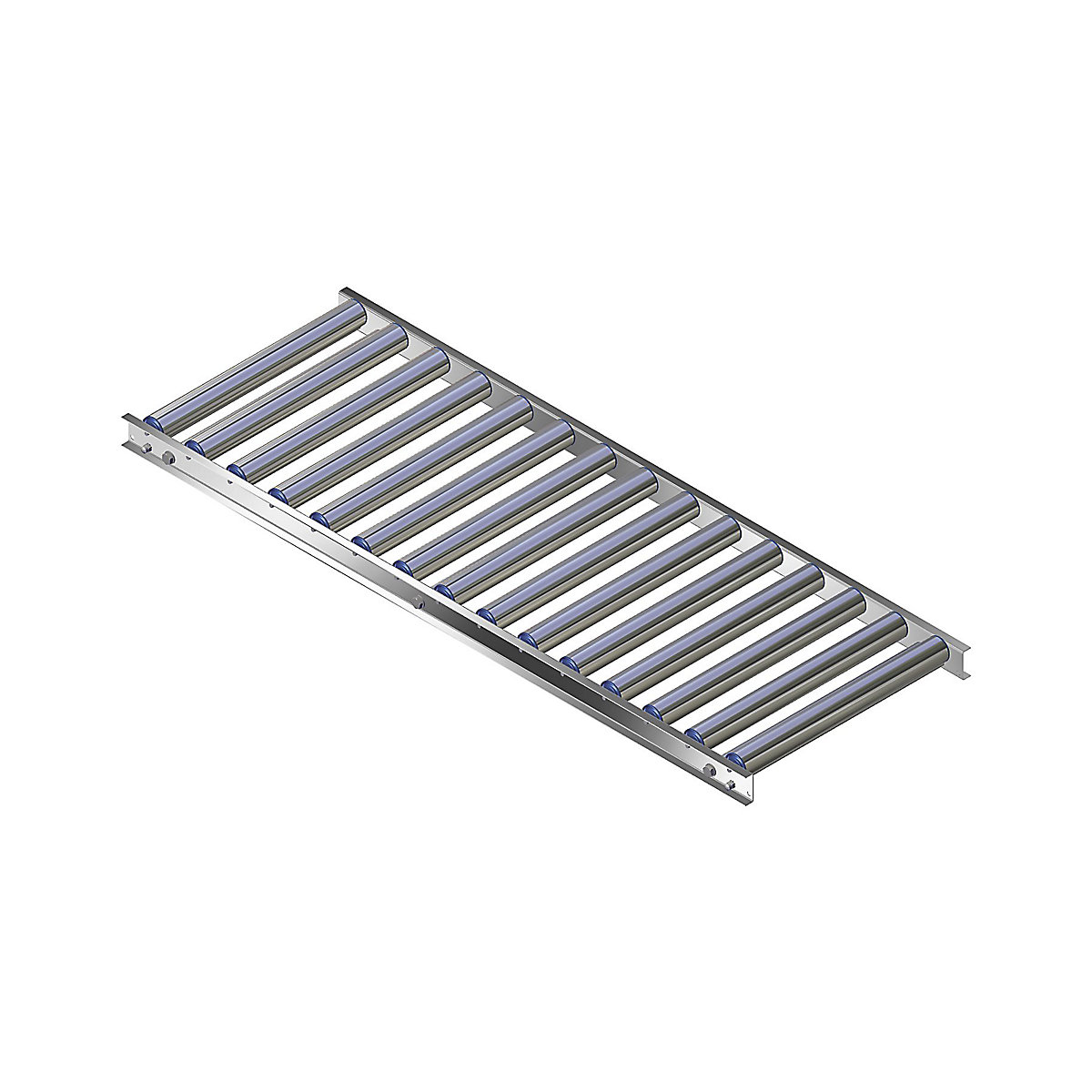 Gura – Light duty roller conveyor, aluminium frame with aluminium rollers, track width 500 mm, axle spacing 100 mm, length 1.5 m