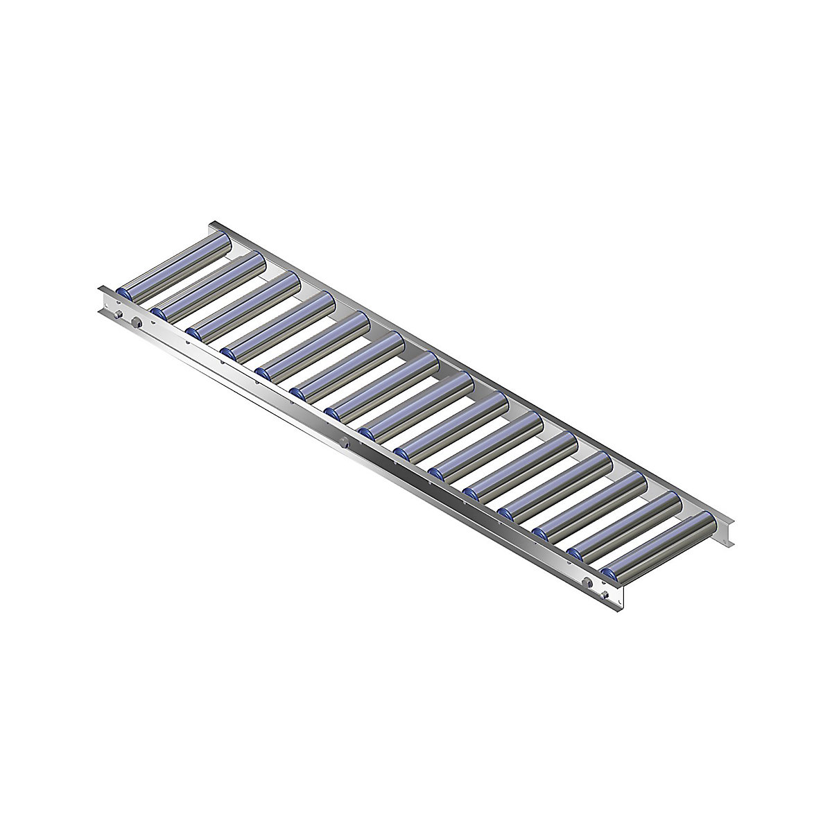 Gura – Light duty roller conveyor, aluminium frame with aluminium rollers, track width 300 mm, axle spacing 100 mm, length 1.5 m
