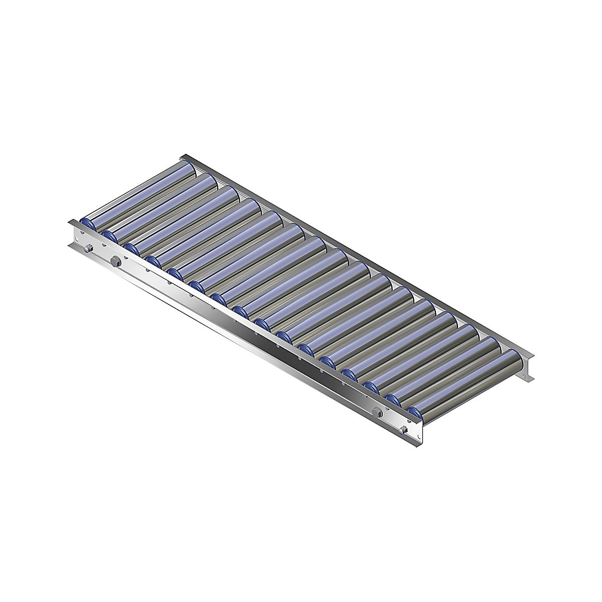 Gura – Light duty roller conveyor, aluminium frame with aluminium rollers, track width 300 mm, axle spacing 62.5 mm, length 1 m