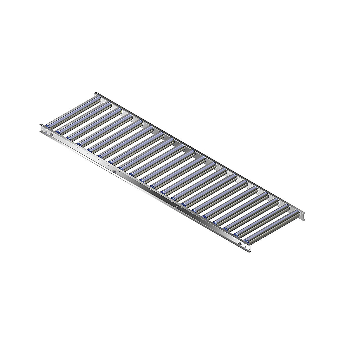 Gura – Light duty roller conveyor, aluminium frame with aluminium rollers, track width 500 mm, axle spacing 100 mm, length 2.0 m