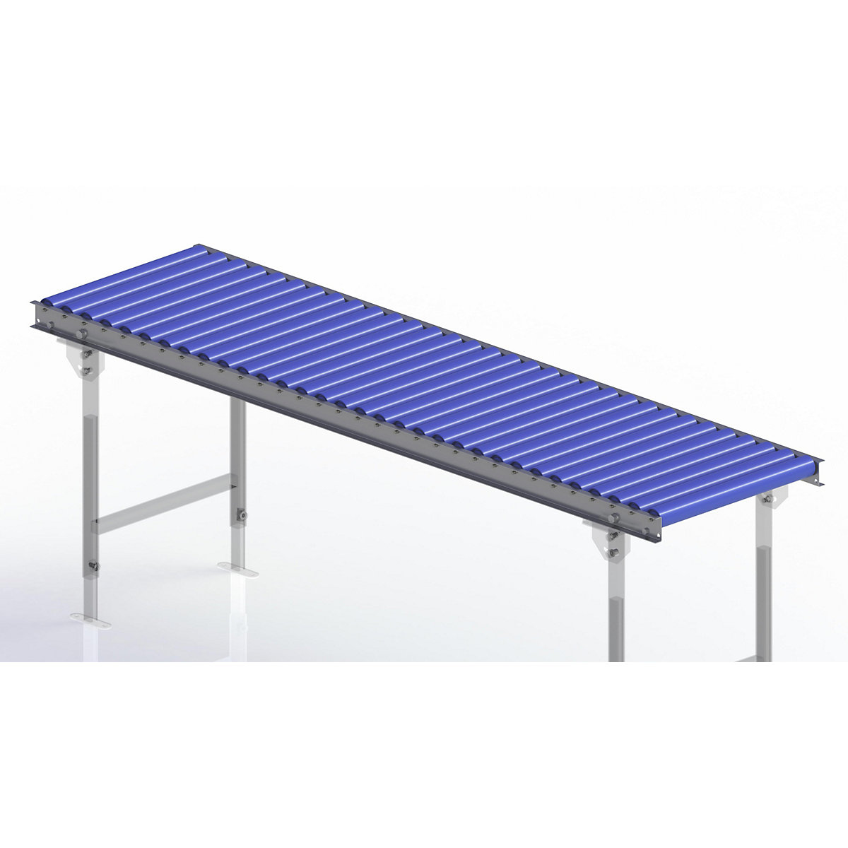 Gura – Light duty roller conveyor, steel frame with plastic rollers, track width 500 mm, axle spacing 62.5 mm, length 2.0 m