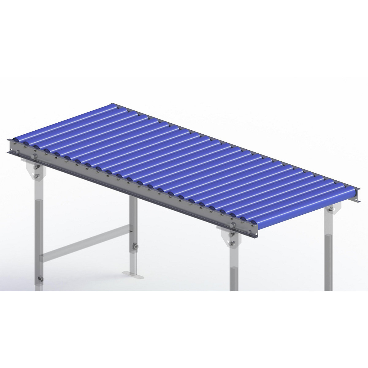 Gura – Light duty roller conveyor, steel frame with plastic rollers, track width 600 mm, axle spacing 62.5 mm, length 1.5 m
