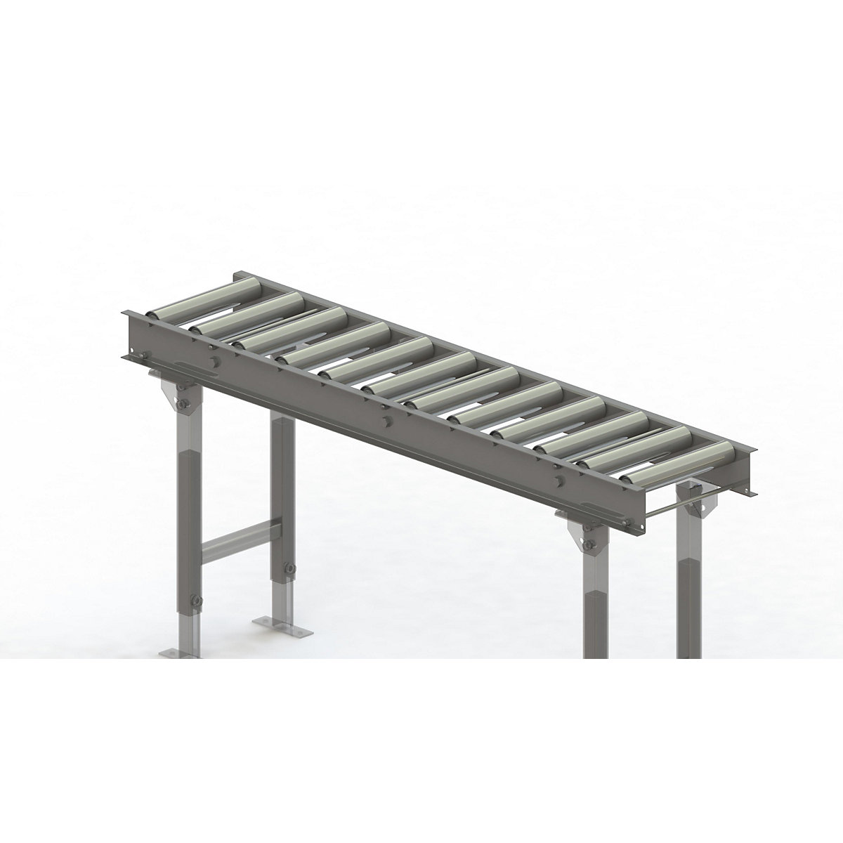 Gura – Roller conveyor, steel frame with zinc plated steel rollers, track width 300 mm, distance between axles 125 mm, length 1.5 m