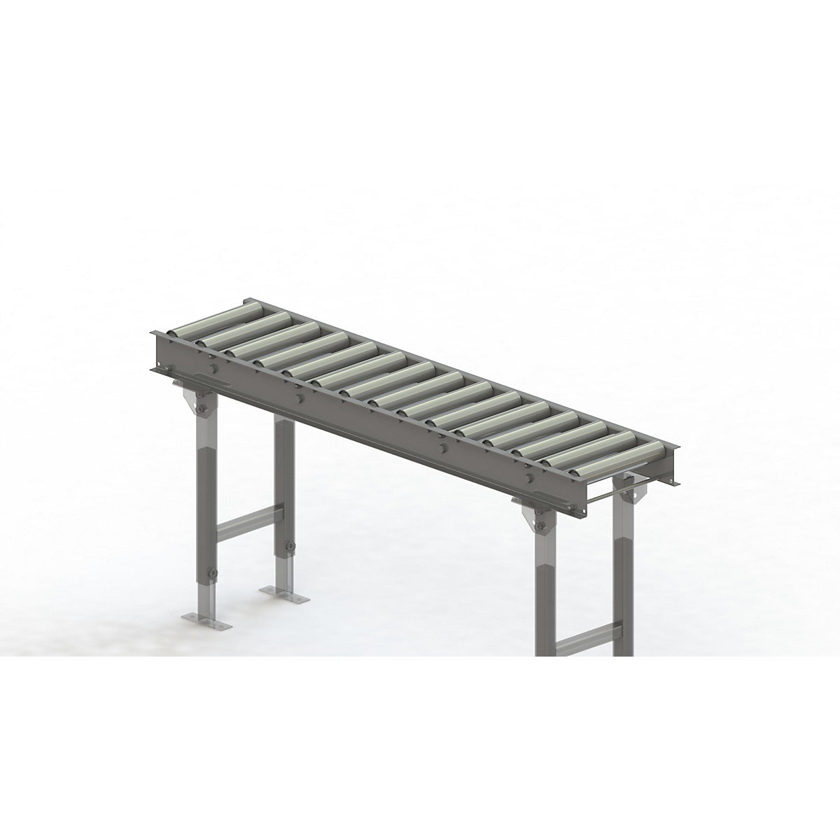 Gura – Roller conveyor, steel frame with zinc plated steel rollers, track width 300 mm, distance between axles 100 mm, length 1.5 m